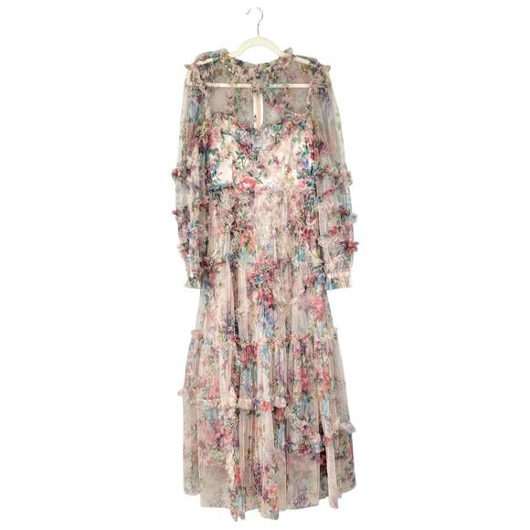 UNTAMED PETALS By Amanda Judge Dreamer Maxi Dress Floral Mesh Size Medium - Picture 2 of 13